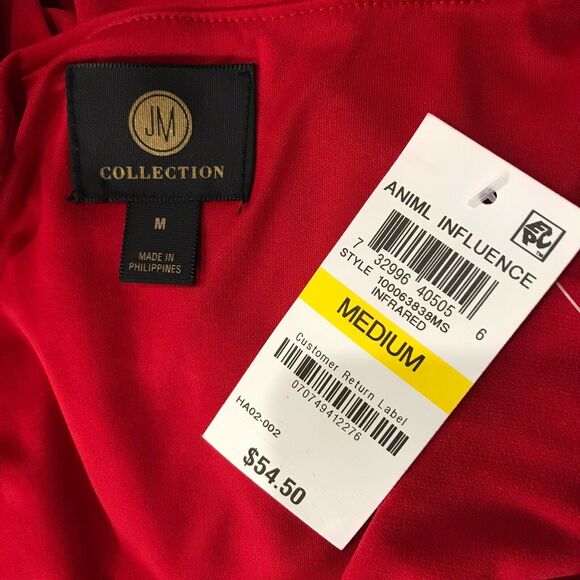 JM Collection Medium M Sheath Dress Sleeveless Red Lined Stretch V-Neck - Picture 8 of 10